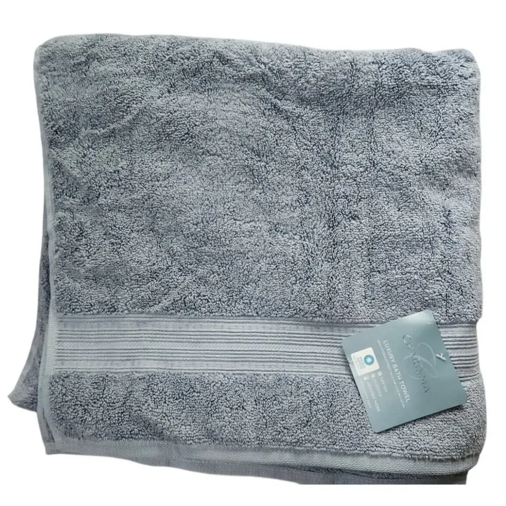 CHARISMA Luxury Bath Towel Gray Blue Soft Cotton Blend NEW with Tags